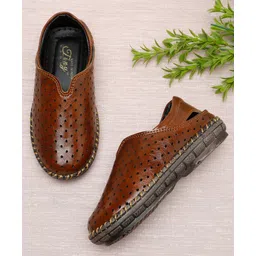 Tiny Bugs Perforated Roman Slip On Sandals - Tan-picture-13