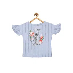 Tiny Girl Blue & Black Striped Regular Top-image-32