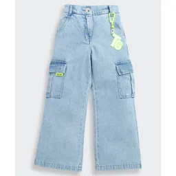 Tiny Girl Denim Mild Washed Jeans With Alphabets Keychain Set - Light Blue-picture-19