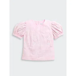 Tiny Girl Floral Embroidered Puff Sleeve Cotton Top-picture-51