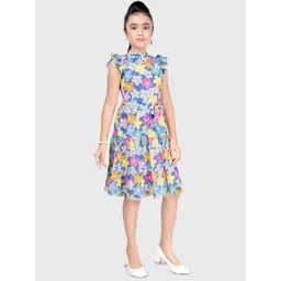 Tiny Girl Floral Print Flutter Sleeve Fit & Flare Dress-image-43