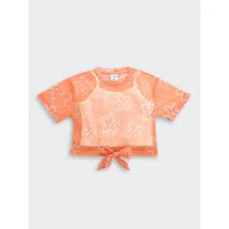 Tiny Girl Floral Printed Cotton Waist Tie-Ups Boxy Crop Top-picture-43