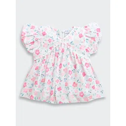 Tiny Girl Floral Printed Puff Sleeve Cotton Peplum Top-picture-32