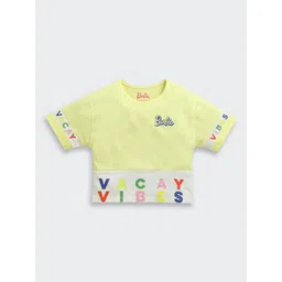 Tiny Girl Girls Barbie Typography Printed Round Neck Cotton T-shirt-picture-25