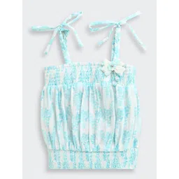 Tiny Girl Girls Floral Print Cotton Cinched Waist Crop Top-picture-14