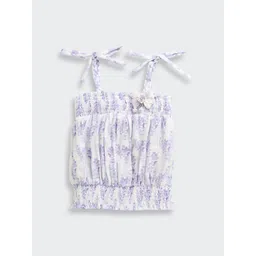 Tiny Girl Girls Floral Printed Smocked Cotton Cinched Waist Crop Top-picture-37