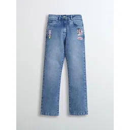 Tiny Girl Girls Regular Fit Mid-Rise Light Fade Barbie Applique Stretchable Jeans-picture-20