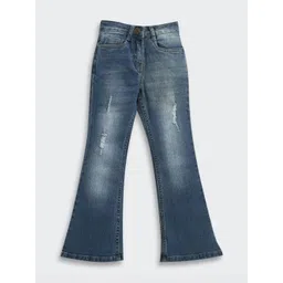 Tiny Girl Girls Straight Fit Mid-Rise Distressed Light Fade Stretchable Cotton Jeans-picture-34