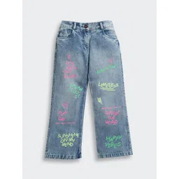 Tiny Girl Girls Straight Fit Mid-Rise Light Fade Printed Stretchable Cotton Jeans-picture-33