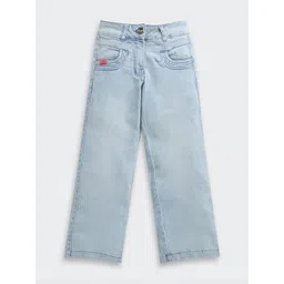 Tiny Girl Girls Wide Leg Mid-Rise Light Fade Stretchable Cotton Jeans-picture-28