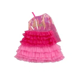Tiny Girl Hot Pink Barbie Printed Dress-picture-20
