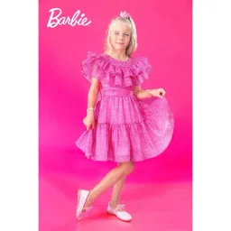 Tiny Girl Hot Pink Barbie Printed Dress-picture-10