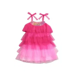 Tiny Girl Hot Pink Barbie Printed Dress-picture-15