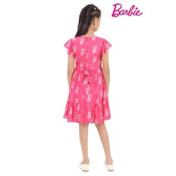 Tiny Girl Hot Pink Barbie Printed Dress image 3