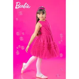 Tiny Girl Hot Pink Barbie Printed Frock-picture-23