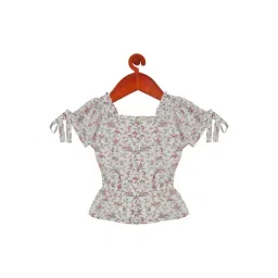 Tiny Girl Kids Off-White & Pink Floral Print Top-picture-40