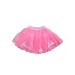 Tiny Girl Neon Pink Cotton Barbie Printed Skirt-picture-28