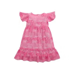 Tiny Girl Pink Barbie Printed Dress-picture-43