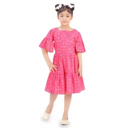 Tiny Girl Print Flared Sleeve Fit & Flare Dress-image-29