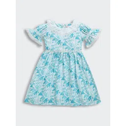 Tiny Girl Print Flutter Sleeve Fit & Flare Dress-image-27