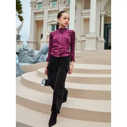 Tiny Girl Shimmer Printed Embellished Shirt Style Top-picture-47