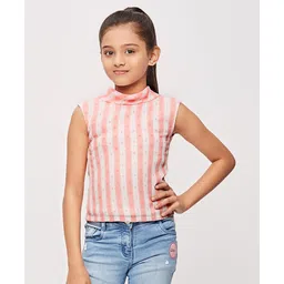 Tiny Girl Sleeveless StripedTop - Peach-image-39
