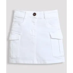 Tiny Girl Solid Cargo Skirt - White-picture-24