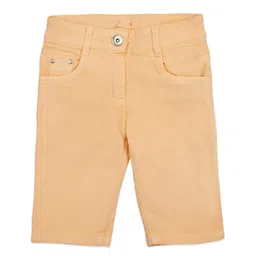 Tiny Girl Solid Knee Length Shorts - Peach-picture-12