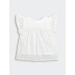 tiny girl Tiny Girl's Floral Self Design Flutter Sleeve Cotton Peplum Top-picture-54