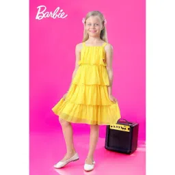 Tiny Girl Yellow Barbie Printed Dress-picture-42