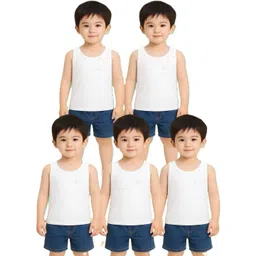 TINY HANDS Boys Pack Of 5 Cotton Round Neck Sleeveless Tank Innerwear Vests-picture-38