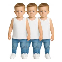TINY HANDS Pack Of 3 Boys Cotton Round Neck Sleeveless Tank Innerwear Vests-picture-40