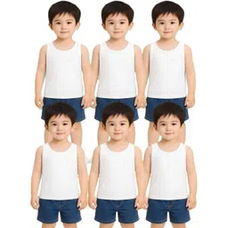 TINY HANDS Pack Of 6 Boys Cotton Round Neck Sleeveless Tank Innerwear Vests-picture-53