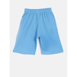 TINY HUG Boys Blue Solid Regular Fit Sports Shorts image 3