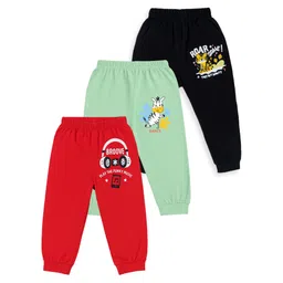 Tiny Hugs Cotton Knit Pack of 3 Headphones & Animals Printed Pajamas - Black Green & Red-image-13