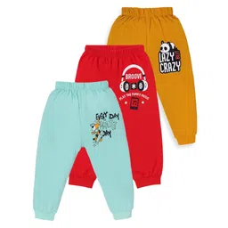 Tiny Hugs Cotton Knit Pack of 3 Headphones & Animals Printed Pajamas - Mustard Blue & Red-image-9