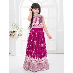 Tiny Kingdom Girls Embroidered Ready to Wear Lehenga & Blouse With Dupatta-picture-28