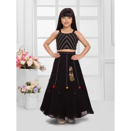Tiny Kingdom Girls Embroidered Round Neck Ready to Wear Lehenga Choli With Jacket image 5