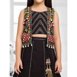 Tiny Kingdom Girls Embroidered Round Neck Ready to Wear Lehenga Choli With Jacket image 4