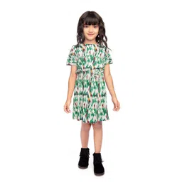 Tiny Kingdom Girls Geometric Printed Accordion Pleats Extended Sleeves Blouson Dress-picture-58