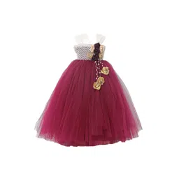 TINY MINY ME Girls Burgundy & White Halter Neck Gown-picture-26