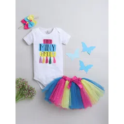 TINY MINY ME Infants Girls Typography Printed Embellished Top With Skirt-picture-18