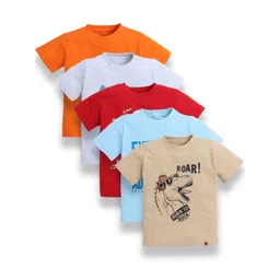 Tiny Toonzzz Boys Pack Of 5 Graphic Printed Round Neck Cotton T-shirts-picture-25