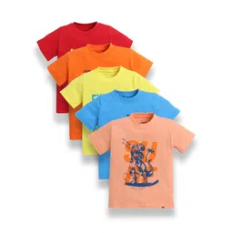 Tiny Toonzzz Boys Pack of 5 Graphic Printed Round Neck Pure Cotton T-shirts-picture-15