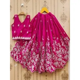 Tiny Traditions Pink Silk Lehenga Choli-picture-24