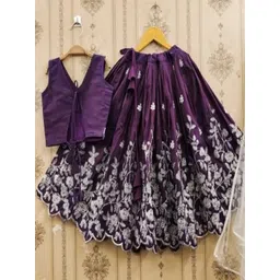 Tiny Traditions Purple Silk Lehenga Choli-picture-12
