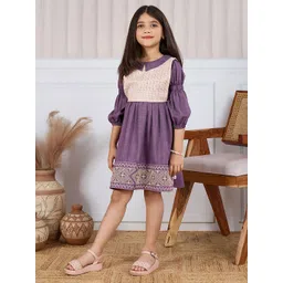 TINY TWILLS Embroidered Peter Pan Collar Puff Sleeve Fit & Flare Dress-picture-56