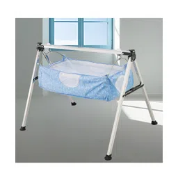 tiny tyke TinyTyke-Manual Baby Cradle Square Pipe - Semi Foldable | Square Hammock with Mattress | Blue-picture-21