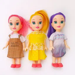 tinymart Set of 3 Stylish Fashion Dolls with Colorful Hair & Trendy Outfits-picture-42