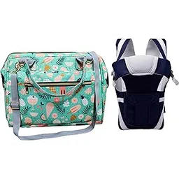 tip 'n' top Baby Diaper Bag Handbag with Insulated Bottle Pockets & 3 in 1 Carrying Style with Baby Carrier (Green & Blue)- Combo of 2-picture-38